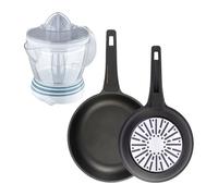 Bergner juego de 2 sartenes ø24ø28cm en aluminio fundido con mango de baquelit exprimidor de 40w de potencia - capacidad de 1.2 litros 30 cm