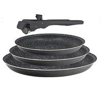BERGNER | Juego de Sartenes de 3 Piezas | Aluminio Prensado y Antiadherente | Incluye 3 Sartenes de 20, 22 y 26 cm | con Mango Ergonómico Extraíble | para Todo Tipo de Cocinas y Horno