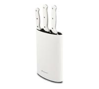 Bergner Set cuchillos NATURALLY 3 pzas acero inox Chef, Santoku, Multitarea, mango blanco, bloque