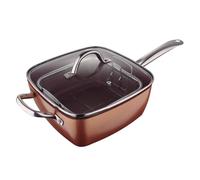 San Ignacio Optimum Copper | Sartén Antiadherente Cuadrada de 24 cm con Cesta de Freír | 5 funciones en 1 | Fabricada con Aluminio Prensado | Revestimiento Multiclad | Todo Tipo de Cocinas
