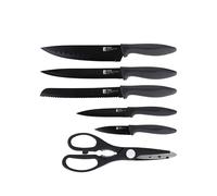 Bergner Osaka Set de 5 Cuchillos y Tijeras, Acero Inoxidable, Negro, 1 cm