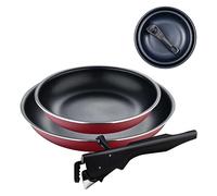 BERGNER Red Edition | Juego de Sartenes de 3 Piezas de 22 y 26 cm + Mango Ergonómico Extraíble | Aluminio Prensado y Antiadherente | para Todo Tipo de Cocinas y Horno