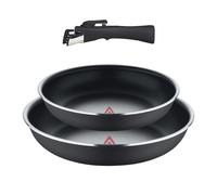 Bergner - Set 3 Pzs Sartenes (24+28 cm) con Mango Desmontable - Aluminio Prensado & Heat Dot - Revestimiento ILAG Essential - Antracita