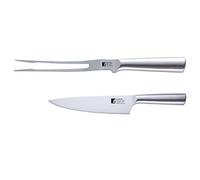 Set de cuchillo chef + tenedor para carne bbq en acero inoxidable bergner