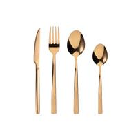 BERGNER SOFIA BG, Cubertería de acero inoxidable de 16 piezas, Incluye 4 cuchillos, 4 tenedores, 4 cucharas, 4 cucharillas, Acabado cobre