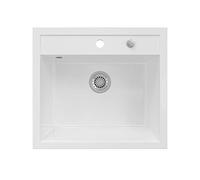 Bergström Fregadero de cocina "Valencia", Blanco, 56.5 x 51 cm | con válvula de desagüe y orificio para grifo preperforado