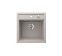 Bergström Fregadero "Tesa", Beige, 49 x 51 cm | con desagüe y orificios preperforados para grifería