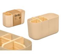 Berilo Organizador de Plástico y Bambú 5 Huecos Beige