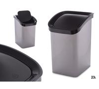 BERILO Papelera de Plástico Basculante Fibra Carbono 23L Gris Oscuro