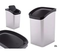 BERILO Papelera de Plástico Basculante Plata 23L