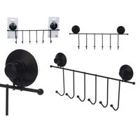 Berilo Percha de Metal Negro Mate con 6 Ganchos y Ventosa