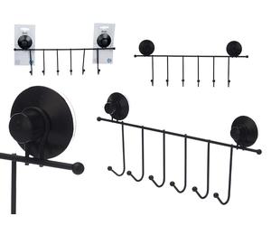 Berilo Percha de Metal Negro Mate con 6 Ganchos y Ventosa