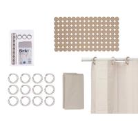 Berilo Set de Baño con Cortina PEVA y Alfombra Beige