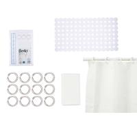 Berilo Set de Baño con Cortina PEVA y Alfombra de Ducha Blanco