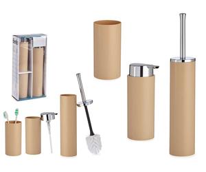 Berilo Set de Baño de 3 Piezas Marrón y Plata