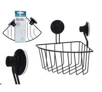 Berilo Soporte de Pared Esquinero Negro Mate con Ventosa