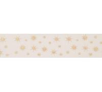 Berisfords Cinta de poliéster, blanco/dorado, 25 mm x 20 m