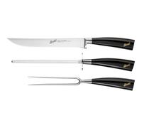 Berkel Elegance Glossy Black Roast-Set de 3 piezas con cuchillo, horquilla y acero de afilar