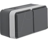 Hager Berker Berk 47843515 - Enchufe para Ap (2 Tomas, Horizontal), Gris