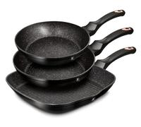Berlinger Haus Balck Rose Juego 2 Sartenes y Grill Inducción 20-24-28cm, Aluminio Forjado, Antiadherente Ecológico Mármol sin PFOA, Diseño Elegante, para Todas Las Cocinas, Vitrocerámica Gas (BH/6156)