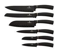 Berlinger Haus Black Rose Juego 6 Cuchillos Cocina Profesional, Hoja Acero Inoxidable Recubrimiento Antiadherente, Cocinero, Cebollero, Pan, Santoku, Pelar, Mango Ergonómico, Diseño Elegante
