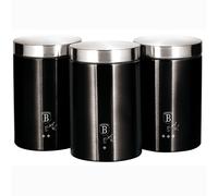 Berlinger Haus Black Silver Set 3 Botes Cocina Almacenaje Acero Inoxidable, Diseño Moderno, Ø11x17,8cm Especias, Té ,Café, , Acero Inoxidable / Negro