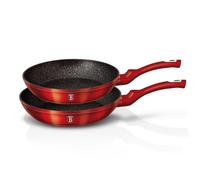 Berlinger Haus Burgundy Juego 2 Sartenes Inducción 22-26cm, Aluminio Forjado, Antiadherente Ecológico Mármol sin PFOA, Diseño Metallic Line Rojo, Apta Cocinas, Vitrocerámica, Gas (BH-1612NF)