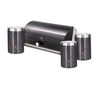 Berlinger Haus Carbon Pro Panera de Mesa +Juego 3 Botes Cocina Almacenaje Acero Inoxidable Contenedor de Pan con Tapa, , Inox/Gris Oscuro