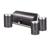 Berlinger haus carbon pro panera de mesa +juego 3 botes cocina almacenaje acero inoxidable contenedor de pan con tapa, , inox/gris oscuro