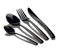 Berlinger Haus Deep Black Cubertería Completa 24 Piezas Acero Inoxidable, Juego de Cubiertos 6 Personas, Pulido Brillante, , Negro Black