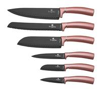 Berlinger Haus I-Rose Juego 6 Cuchillos Cocina Profesional, Hoja Acero Inoxidable Recubrimiento Antiadherente, Cocinero, Cebollero, Pan, Santoku, Pelar, Mango Ergonómico, Diseño Elegante