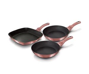 Berlinger Haus I-Rose Set 2 Sartenes y Grill 20-24-28cm Inducción, Aluminio Forjado, Antiadherente Ecológico sin PFOA, , Rosa