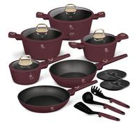 Berlinger Haus, juego de cocina de 15 piezas: aluminio forjado con revestimiento antiadherente TitanPro, apto para todo tipo de cocinas. Incluye sartenes y ollas con tapa. Colección Leonardo