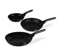 Berlinger Haus Juego de Sartenes Antiadherentes (3 Piezas) - Aluminio Forjado, TitanPro, Inducción, Mango Ergonómico, Negro/Rosa, Colección Black Rose