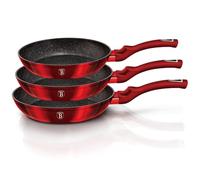 Berlinger Haus Juego de Sartenes Antiadherentes de Aluminio Forjado, Apto para Inducción, 20/24/28 cm, Mango Ergonómico, Ahorro de Energía, Edición Burgundy