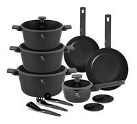 Berlinger Haus Juego de utensilios de cocina con revestimiento de titanio, 15 unidades, colección Antracit | Robusto, versátil y elegante
