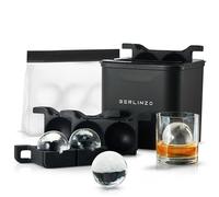 Berlinzo Molde de hielo transparente de para cubitos grandes de 2.1 pulgadas, 4 cuadrados para whisky y cócteles, fácil de quitar