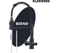 Bernd | Batería de filtración de 3 vías para hostelería, color mate | Grifo osmótico de acero inoxidable con resorte para cocina | Grifo giratorio para restaurante