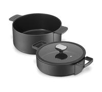 Berndes 035100 - Set de cazuelas (Alta y Baja, 24 cm de diámetro, con Tapa de Cristal)