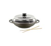 Berndes Bonanza Wok con Tapa de Cristal y Accesorios 32 cm, Fabricado en Alemania, 074982, Aluminio Fundido, Gris, Antiadherente, 5,5 L