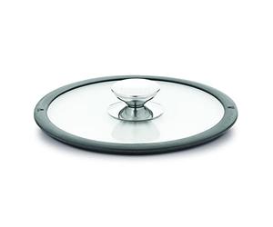 Berndes - Tapa abombada de silicona, color negro, 32 cm, cristal templado