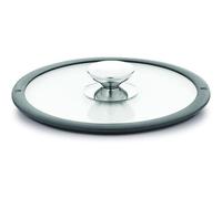 Tapa de vidrio con borde de silicona negra, 24 cm, vidrio, transparente