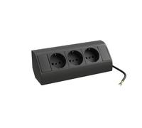 Bernstein Barra de enchufes de Esquina de 3 Tomas - Negro - Ideal para Instalar en armarios de Espejo y Conjuntos de Muebles de baño, Enchufe con 2 enchufes