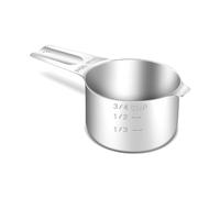 BERYLER 1 taza medidora individual de 3/4 tazas (180 ml, 6 onzas), cuchara medidora de acero inoxidable, medición métrica y estadounidense, resistente, apta para lavavajillas