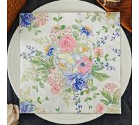 Besalily Elegantes servilletas de papel florales de 16,5 x 16,5 cm, 2 capas, desechables, impresas, servilletas decorativas para almuerzo, comedor, fiesta, para decoupage