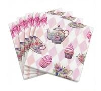 BESALILY Elegantes servilletas de papel para fiesta de té inglés, 2 capas, 20 unidades, 13 x 13 pulgadas, servilletas decorativas desechables con estampado floral rosa