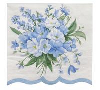 Besalily Pretty Laciness - Servilletas de papel florales de 16,5 x 16,5 cm, 2 capas, desechables, para fiestas, comedor, decoupage (azul)