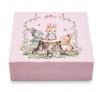 BESALILY Servilletas de papel con diseño de conejo, 20 unidades, servilletas de cena de 2 capas (6.5 x 6.5 pulgadas plegadas) para Pascua, fiesta de cumpleaños, decoración de mesa de baby shower (rosa