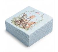 BESALILY Servilletas de papel con diseño de conejo, 20 unidades, servilletas de cena de 2 capas (6.5 x 6.5 pulgadas plegadas) para Pascua, fiesta de cumpleaños, decoración de mesa de baby shower (azul