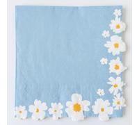 Besalily Servilletas de papel con diseño floral de margaritas, 20 unidades, servilletas decorativas desechables, para primavera, vacaciones, boda, fiesta de cumpleaños, servilletas de papel (azul)
